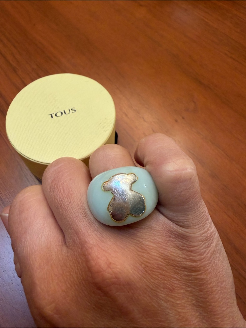 TOUS Pale Mint Green Statement Bear Ring – Silver - Picture 4 of 12